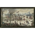thumbnail image 2 of Jan Berents 18x12 Gold Ornate Wood Frame and Double Matted Museum Art Print Titled - Winter Landscape with Figures (About 1723), 2 of 4