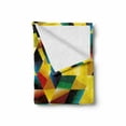 thumbnail image 2 of Modern Art Soft Flannel Fleece Throw Blanket, Trippy Dimensional Geometric and Triangles Abstract Futuristic Design, Cozy Plush for Indoor and Outdoor Use, 70" x 90", Yellow Dark Green, by Ambesonne, 2 of 6