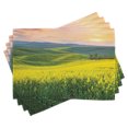 thumbnail image 1 of Ambesonne Nature Place Mats Set of 4, Hills Valley Sunrise, Standard Size, Yellow Green, 1 of 6