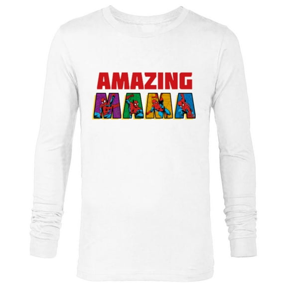 Marvel Spider-Man Amazing Mama Mom Birthday Mother’s Day - Long Sleeve T-Shirt for Men - Customized-White