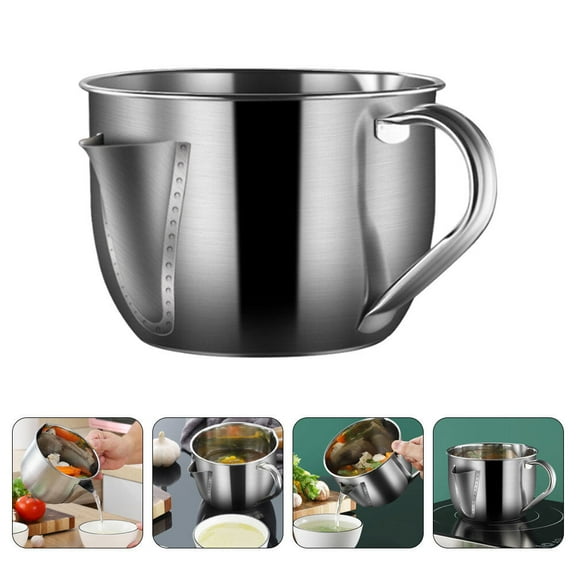 Soimiss Grease Separator Cooking Stainless Steel Oil Separator Pot for Family Members 1Pack