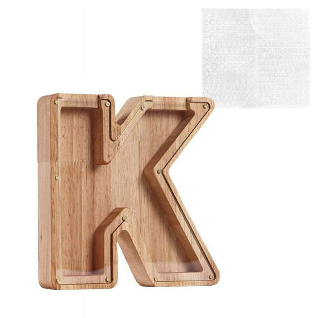 SDNall Personalized Wooden Name Money Box Wooden Deposit Box Twenty Six English Letters