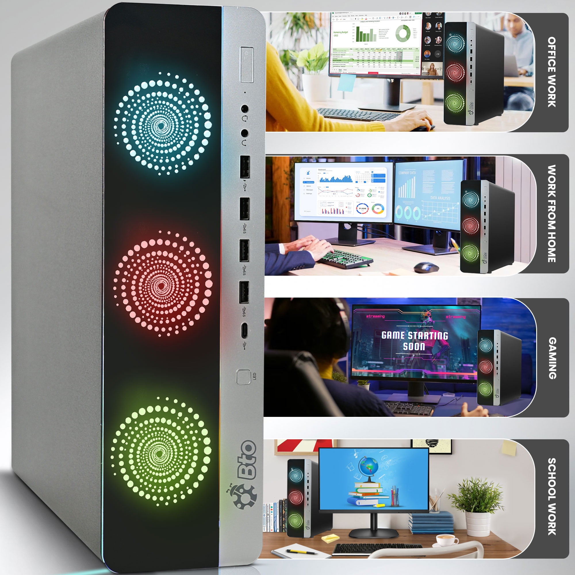 Restored HP RGB 800 G3 Desktop Computer Gaming PC, Intel Core i7-7700 upto 4.20GHz, 32GB Ram, 1TB SSD, New 24in LED Monitor, NVIDIA GTX 1050Ti, BTO Keyboard & Mouse, Windows 11 Pro (Refurbished)
