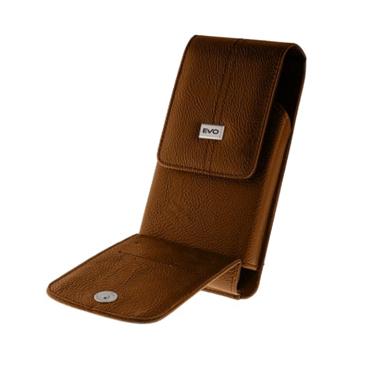 EVO 7.2" Vertical Magnetic Leather Cell Phone Belt Clip Pouch - Brown