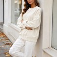 thumbnail image 4 of Enjoytime Crewneck Sweatshirts Women Long Sleeve Velvet Pullover Tops Solid Trendy Casual Soft Oversized Sweatshirt, 4 of 8