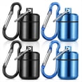 thumbnail image 1 of 4 Pack Ear Plug Carrying Case Keychain, Portable Keychain Pill Holder Case, Waterproof Metal Earplug Case Pill Container,4 * Metal earplug cases,Blue & Black, 1 of 6