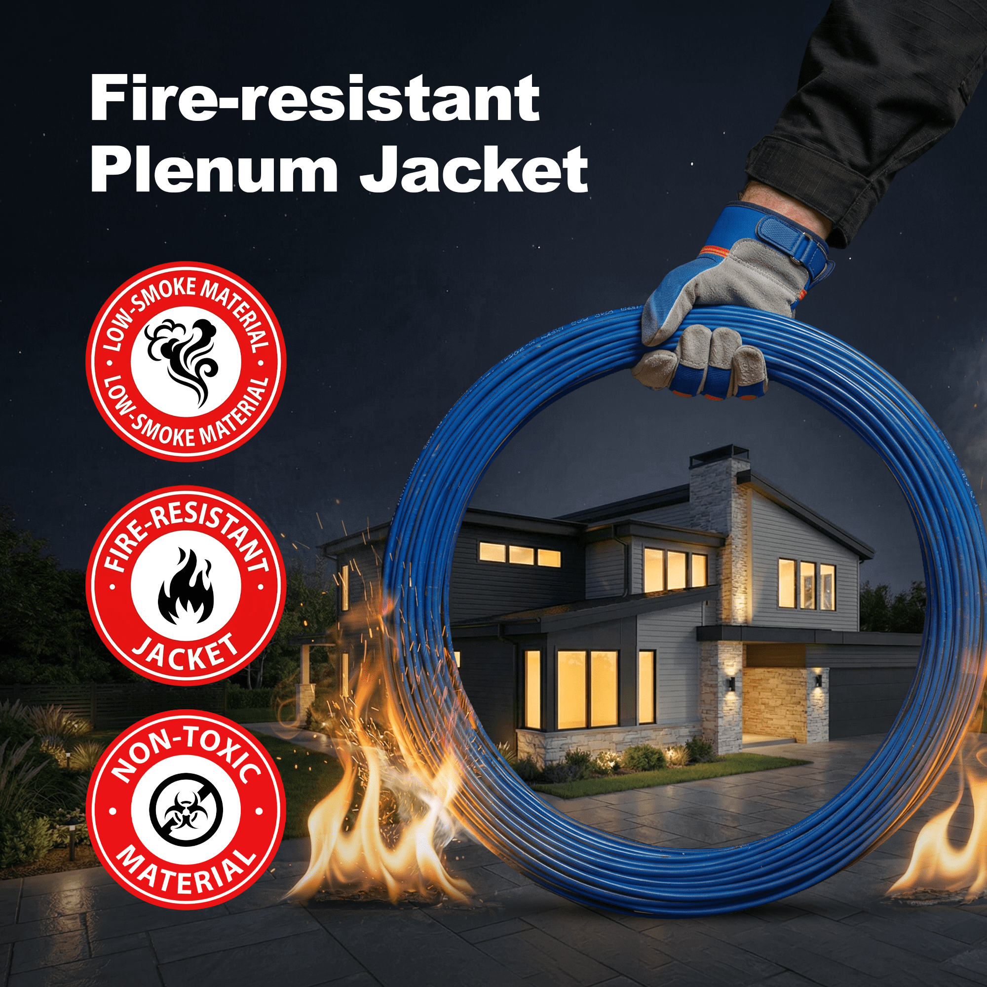 Big-A - 1000ft Cat5e Plenum Ethernet Cable, Blue, 350MHz, 24AWG UTP, CMP Rated, Solid Network LAN Cord, Compatible with Printer, Gaming Consoles, Router, VoIP Phones, POE IP Cameras