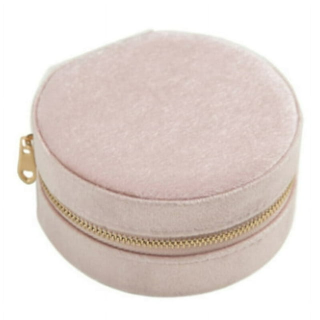 AMERTEER Jewelry Box Ring Storage Box Large Capacity Dustproof Zipper Closure Classified Keep Neat Anti-oxidation Round Shape Detachable Division Plate Jewelry Box