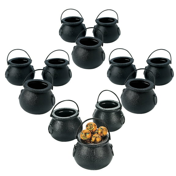 Fun Express Bulk 144 Pieces Black Cauldron Candy Buckets