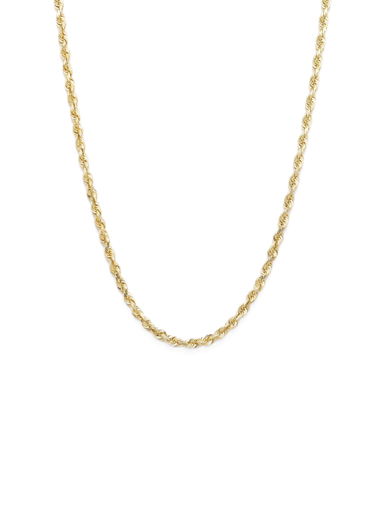 10k Yellow Gold Solid Diamond Cut Rope Chain Necklace with Lobster Claw Clasp for Men & Women, 2mm by Glad Gold