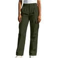 thumbnail image 2 of Neewe Women's Straight Long Pants Solid Color Elastic Waist Golf Travel Pants with Pockets Daily Outfits, 2 of 7