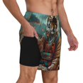 thumbnail image 2 of Balery Pond Meditating Tiger Bañador para hombre, shorts de playa de secado rápido con entrepierna y forro de compresión-3X-Large, 2 of 6