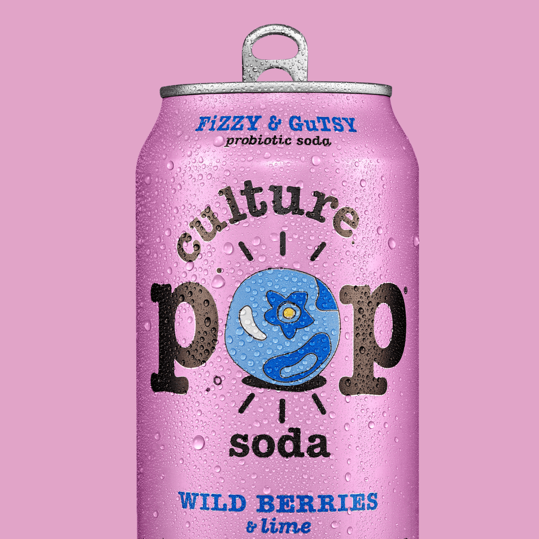 Culture Pop Soda Sparkling Probiotic Drink, Ginger Lemon, 12