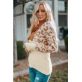 thumbnail image 2 of ABPHQTO Jersey de mujer con cuello de pico de leopardo colorblock naranja, 2 of 5