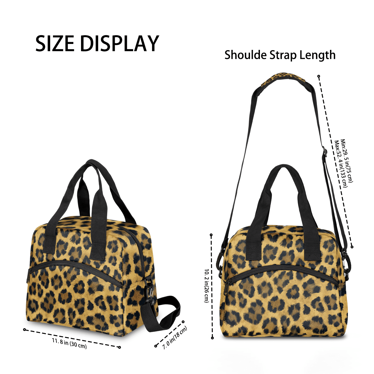 Herdesigns Leopard Insulated Lunch Bag for Women Men Adults Large Reusable Lunch Box Cheetah Print Leakproof Cooler Tote Bags with Adjustable Shoulder Strap