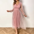 thumbnail image 1 of EGNMCR Robes de Soirée pour Femmes, Robes Formelles pour Femmes, Robes de Cocktail pour Femmes à Manches Longues Robe à Col en V Mode pour Femmes à Manches Longues Col en V Robe de Cocktail de Fête en Maille Unie avec Effet Bronzé Robe pour Femmes, 1 of 7