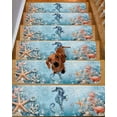 thumbnail image 2 of Blue Coastal Seahorse Stair Treads for Wooden Steps Indoor Runner Rug Carpet, Summer Beach Starfish Botanical 4 Pieces Peel and Stick Staircase Step Treads Covers Washable Throw Door Mats, 30"x8", 2 of 5