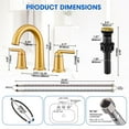 thumbnail image 3 of Wowkk Sanitary Ware Brass Bathroom Sink Faucet 2 Handles Widespread Bathroom Faucet 3 Hole, Pop-Up Drain and cUPC Supply Lines Included, Basin Faucets for Vanity Rv Restroom, Brushed Gold, 3 of 12