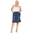 thumbnail image 6 of Be-Girl Women's Stretch Denim Midi Skirt, Frayed Seam Design, Flared Mermaid Style, Knee Length -77932, 6 of 6