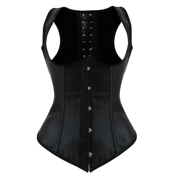 Grebrafan Underbust Corset Women Gothic Pirate Strap Bustier Black S
