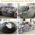 thumbnail image 2 of SHANNA Bean Bag Chair Cover Lazy Sofa Cover Round Soft Fluffy Faux Fur BeanBag Cover, 6FT, Light Grey, 2 of 15