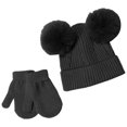 thumbnail image 2 of Gubotare Boys Winter Hat and Gloves Set Baby Boy Sherpa Hats and Mittens Set Toddler Gloves Warm Fleece Winter Hat Baby Girl (Black,One Size), 2 of 7