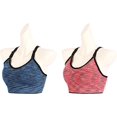 thumbnail image 4 of Pack de 2 sujetadores deportivos para mujer en naranja + azul marino con correas ajustables para sujetadores push up y almohadillas de yoga extraíbles para correr y trotar en el gimnasio. JM MX-0135220FYD, 4 of 4