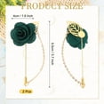 thumbnail image 2 of Uxcell 2Pcs Pin de Broche de Solapa de Flor con Hoja de Oro, Cadena de Borlas de Satén Colgante, Ramos Hechos a Mano para el Cuello del Traje, Boda, Fiesta, Verde Oscuro, 2 of 5