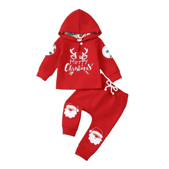 Sudadera con capucha y pantalones Saeaby para bebé, Navidad, 6-12 M
