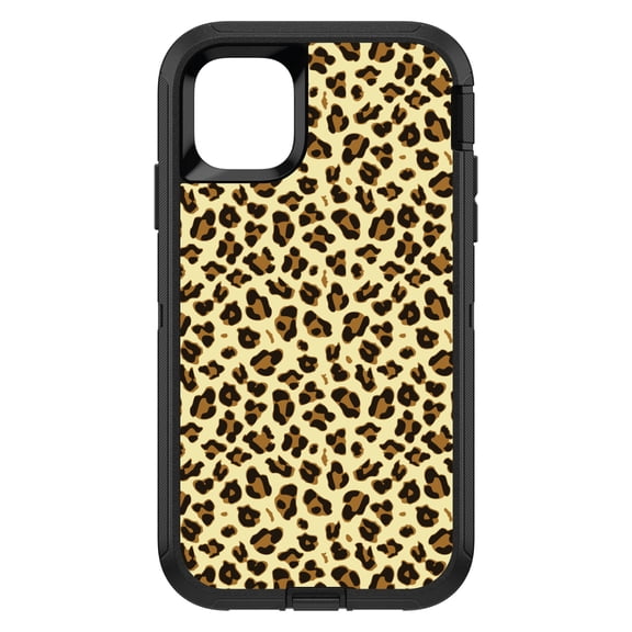 DistinctInk Custom SKIN / DECAL compatible with OtterBox Defender for iPhone 11 (6.1" Screen) - Black Beige Tan Leopard Skin Spots