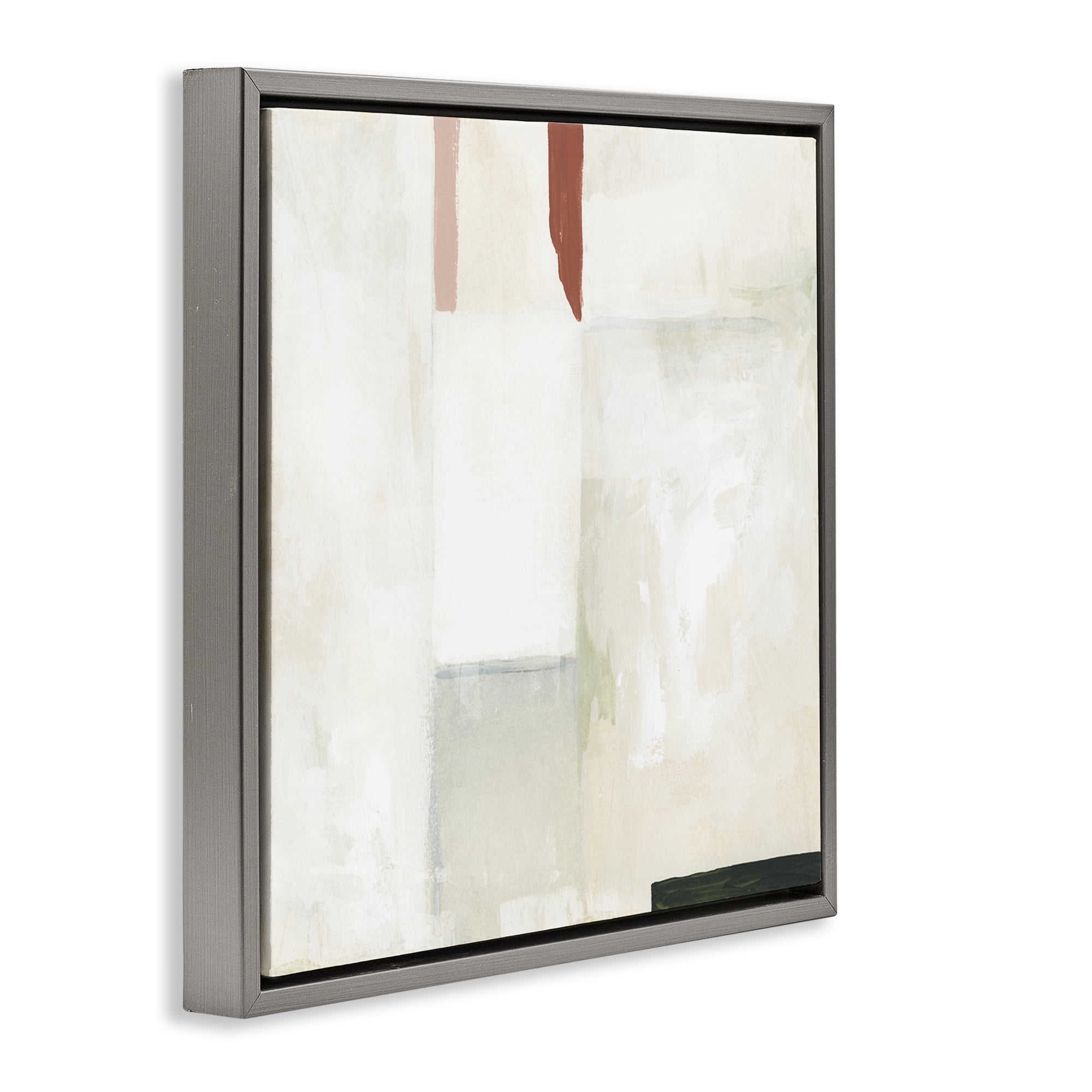 Stupell Industries Neutral Abstract Simplicity Abstract Painting Gray Floater Framed Canvas Art Print Wall Art, 25 x 25