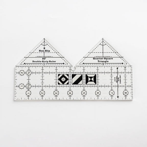 cpengpj 90 Degree Sewing Ruler Acrylic Hand Sewing Cutting Double Strip Ruler for Clothing Design, Creative Ruler Grid 90 Degree Double Strip Quilting Ruler Non Slip Quart