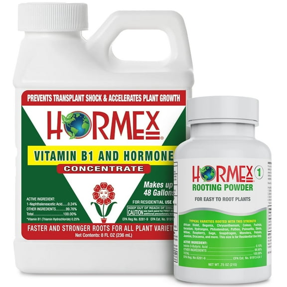 Hormex Rooting Powder #1 & Vitamin B1 Rooting Hormone Concentrate - Root Stimulator, 21g & 8oz