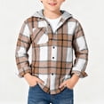 thumbnail image 2 of YunPes Boys Flannel Buffalo Plaid Hooded Jacket Button Down Oversized Cotton Coat Fall Winter Warm Christmas Outwear, 2 of 4