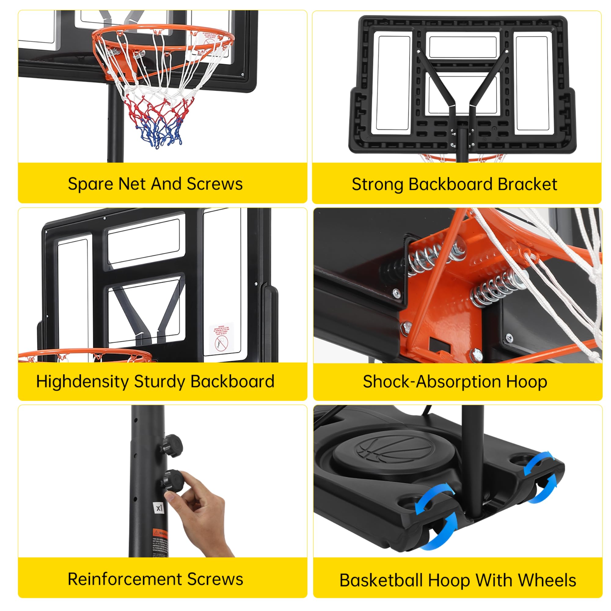Luku Basketball Hoop, Adjustable Outdoor Basketball Hoop, 4-10FT Portable Basketball Goal System with Enlarged Base and PC Backboard for Adult in Backyard/Driveway