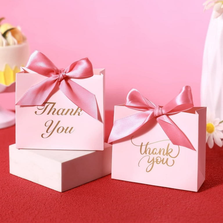 24Pack Small Thank You Party Favor Bags Treat Boxes With Gold Bow...