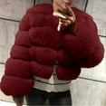thumbnail image 3 of HTNBO Women Fluffy Faux Fur Coat Cropped Jacket Puffer Jacket Zip Up Winter Warm Fuzzy Teddy Jacket, 3 of 5