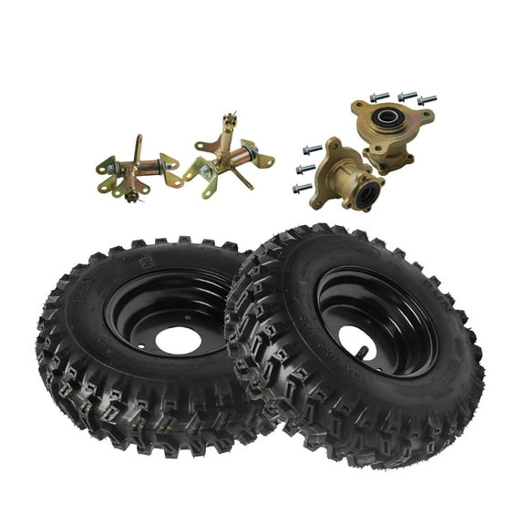 2pcs 6 inch Wheels 13x4.10x6 13x4.10-6 Wheel Tire and Rim 3 Stud 4Ply Tubeless Wheel with Front Steering Spindles Hubs for Snow Blower Thrower Mini Bike ATV Quad Buggy Go Kart Tires (TK054)