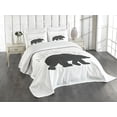 thumbnail image 3 of Ambesonne Adventure Quilted Bedspread Set 3 Pcs, Wild Bear Nature Love, Queen Size, Charcoal Grey White, 3 of 5