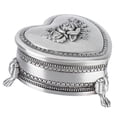 thumbnail image 2 of Joyero de metal con forma de corazón, joyero antiguo con forma de corazón y rosa, organizador vintage para anillos y pendientes., 2 of 14