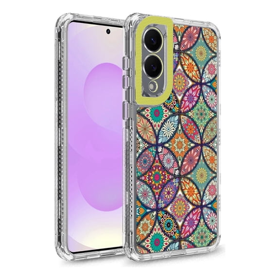 Rosebono Compatible With Samsung Galaxy S25 Edge Case, Crystal Clear Frame Graphics Design 3-Layer Hybrid Case For Samsung Galaxy S25 Edge (Colorful Mandala)