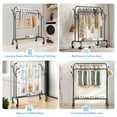thumbnail image 4 of Clothes Rack for Hanging Clothes, Double Rods Clothes Rack with Wheels, Multi-functional Clothing Rack for Bedroom, 4 Hooks, 4 of 7