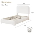 thumbnail image 7 of 4 EVER WINNER Twin Size Bed Frame, Boucle Upholstered Bed Frame with Headboard, No Box Spring Required, Easy Assembly, White, 7 of 7