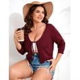 thumbnail image 5 of Yesfashion Women's Plus Size Short Sleeve Knit Cardigan Lightweight Lace-Up Front Open Sweater Cardigans, 5 of 7