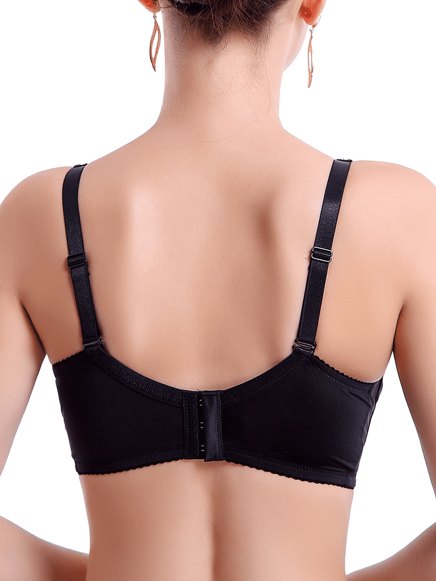 BIMEI Women's Post Surgery Mastectomy Bra with Pockets Surgical Lace Contour with a Full Profile Wire Free Fashion Everyday Bra 8466,Black,42B