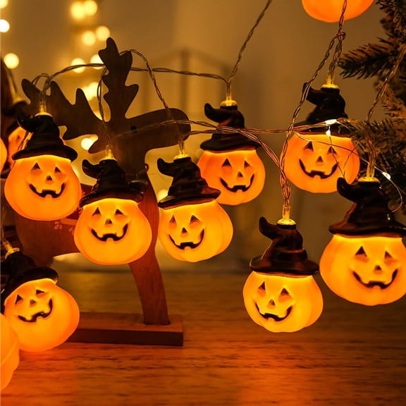 Halloween Pumpkin String Lights with Witch Hat, Boriyuan 9.84ft Halloween Pumpkins Decorative Lights with 20 LED Pumpkin Light for Indoor Outdoor Patio Garden, Halloween Party, Carnival Decor