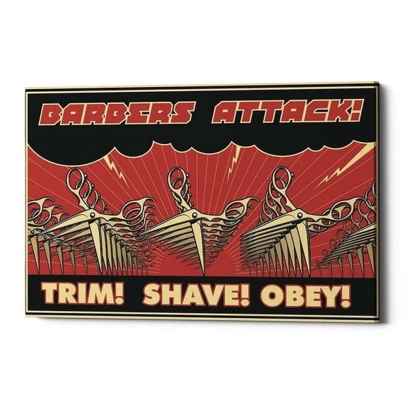 Epic Graffiti 'Barbershop' Giclee Canvas Wall Art - Red 40" x 26"