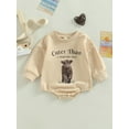thumbnail image 2 of Cenuakty Infant Baby Fall Romper, Casual Long Sleeve Round Neck Cow Letter Print Bodysuit, 2 of 8