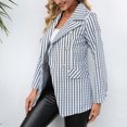 thumbnail image 4 of Blazer pequeño de mujer con solapa estampada, botón de un solo pecho, solapa estampada a rayas, bolsillo doble Pompotops qwe22125, 4 of 7