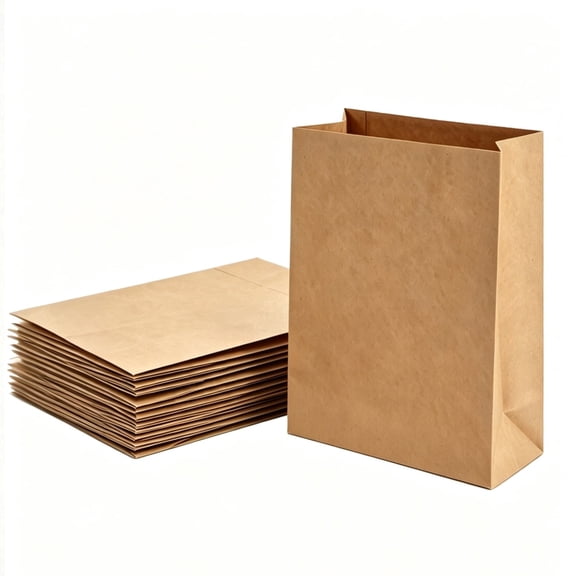 25Pcs Brown Kraft Paper Bags 12x7x17 Inch, Heavy Duty Flat Bottom Stand Up Grocery Sacks for Food Delivery, Retail and Gift Storage